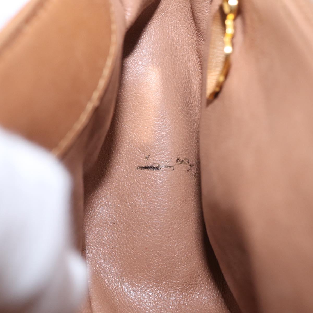 GUCCI Shoulder Bag Leather Beige Gold Auth ep16920