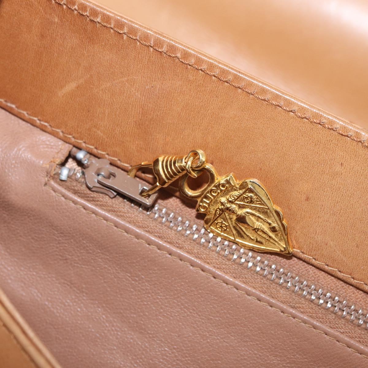 GUCCI Shoulder Bag Leather Beige Gold Auth ep16920
