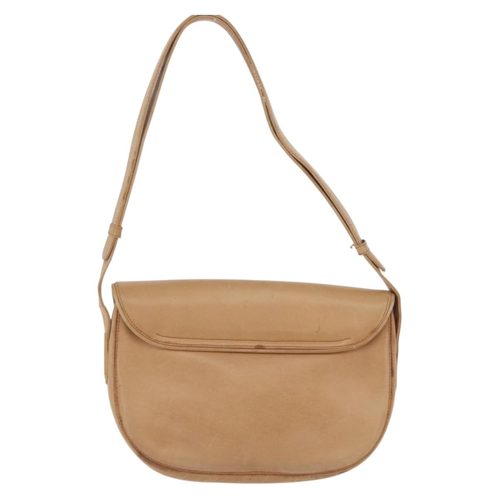 GUCCI Shoulder Bag Leather Beige Gold Auth ep16920