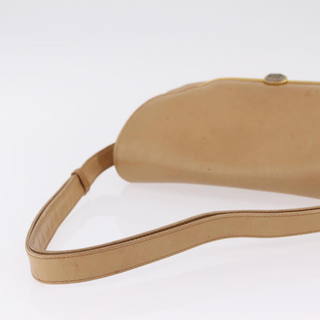 GUCCI Shoulder Bag Leather Beige Gold Auth ep16920