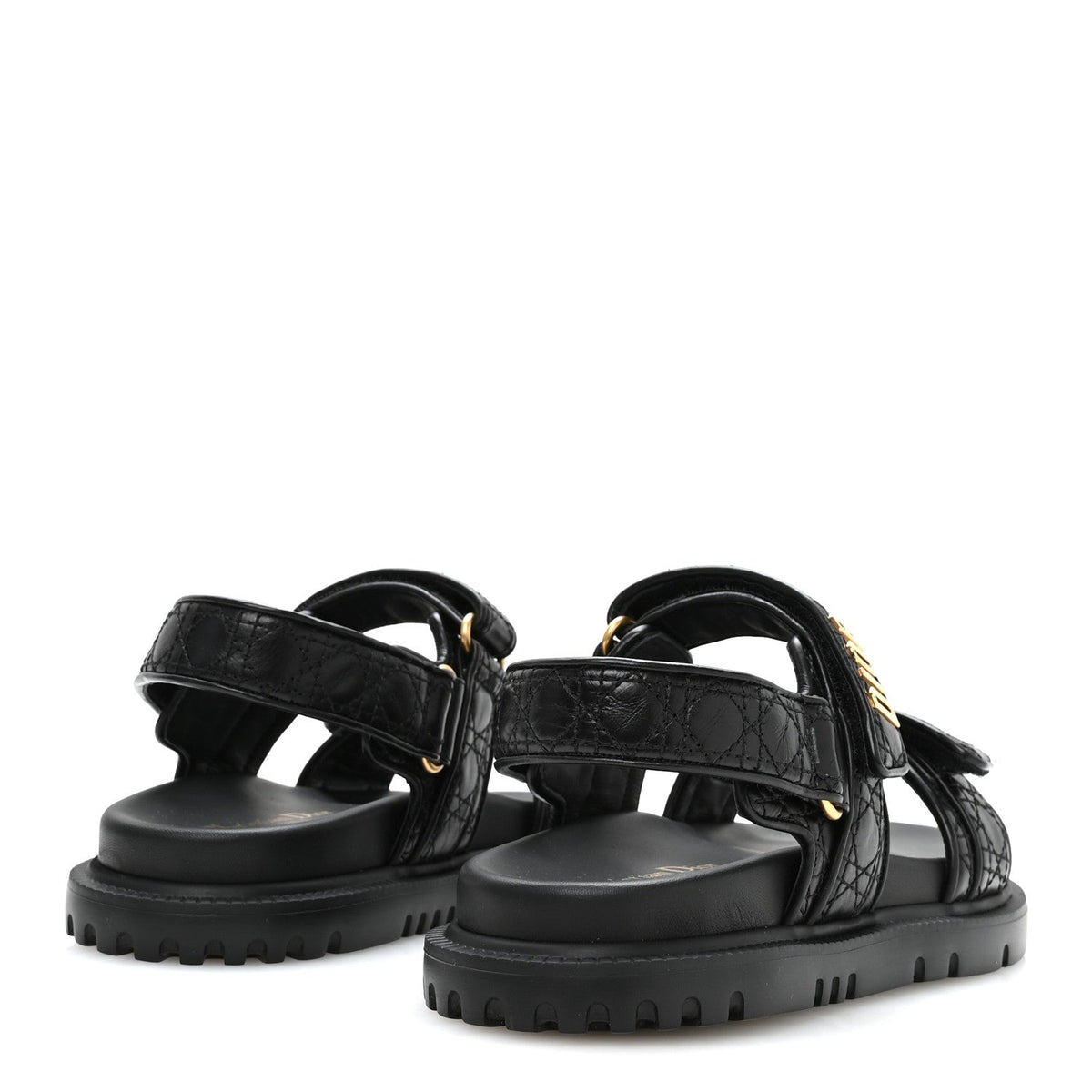 Calfskin Cannage Dioract 10mm Sandals 36 Black