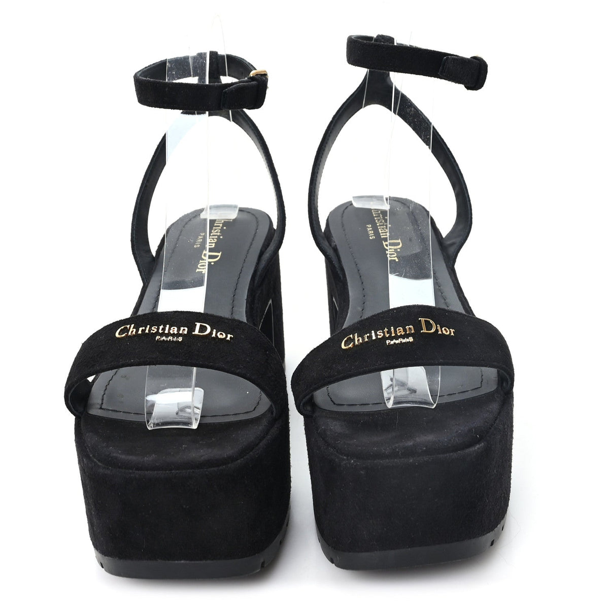 Calfskin Suede Dway Platform Sandals 37 Black