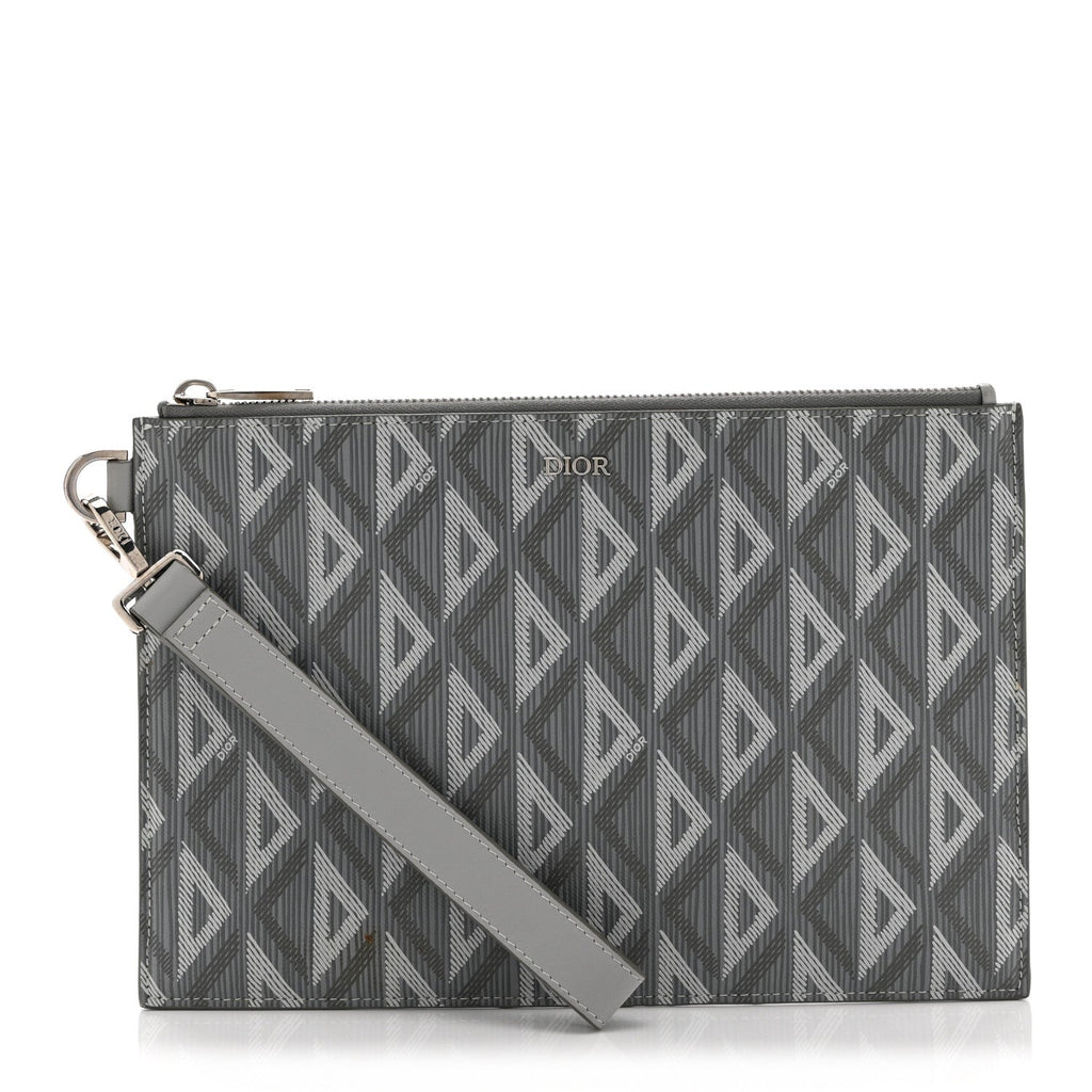 Coated Canvas CD Diamond Pouch Grey