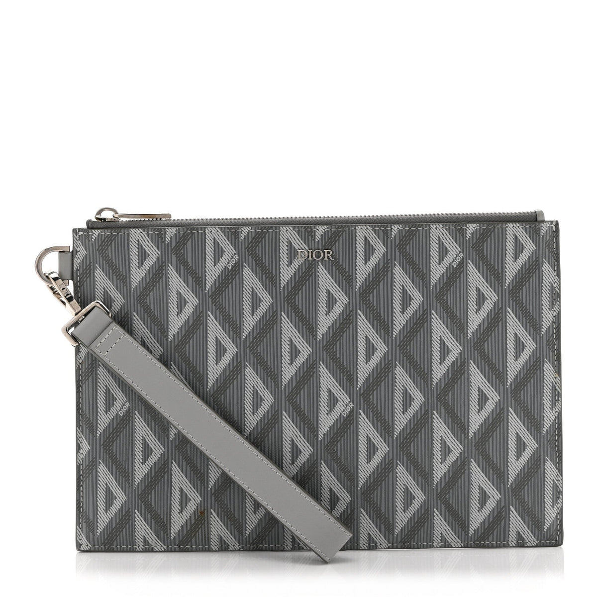 Coated Canvas CD Diamond Pouch Grey