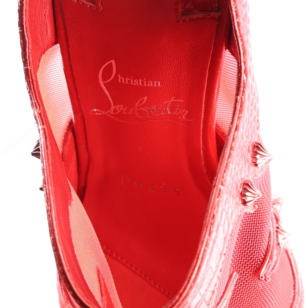 Embossed Alligator Veau Velours Mesh Studded Mulatiag 100 Pumps 37 Loubi