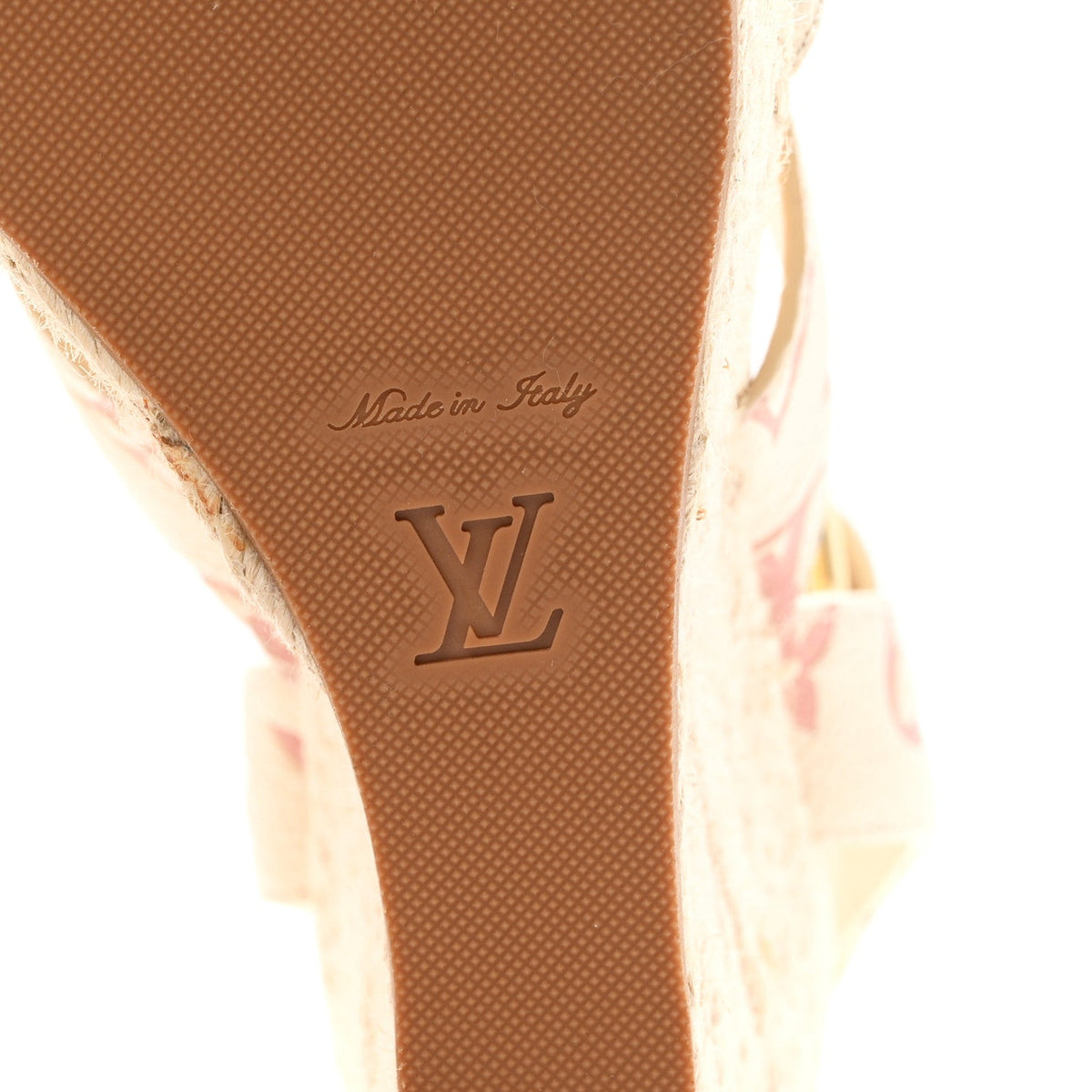 Empreinte Monogram Starboard Espadrille Wedge Sandals 37 Creme Rose Trianon