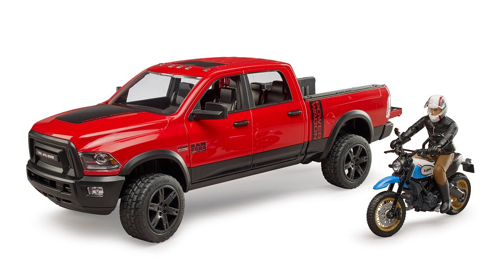 Bruder 02502 Ram 2500 Power Wagon with Ducati Scrambler Desert Sled and Driver 18.10.10