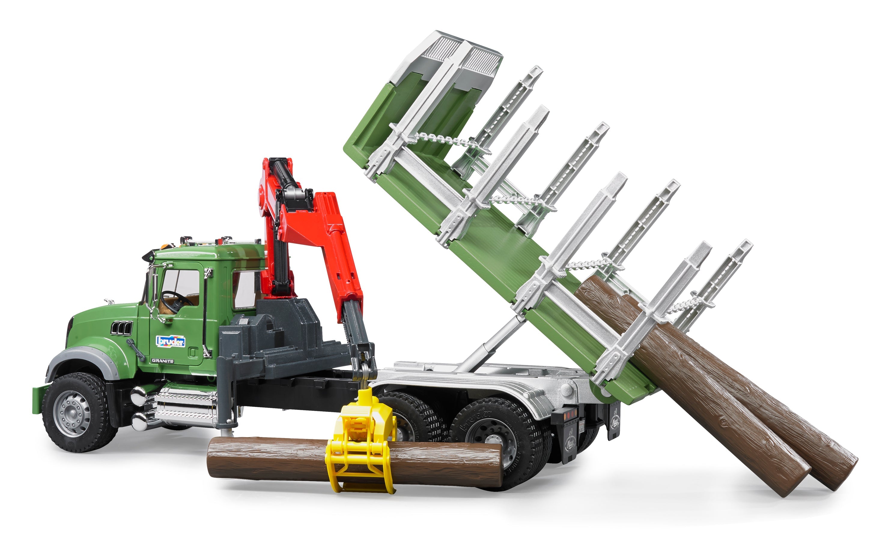 Bruder 02824 Mack Granite Timber Transport Truck with Loading Crane, Grapple and 3 Logs 28.12.10