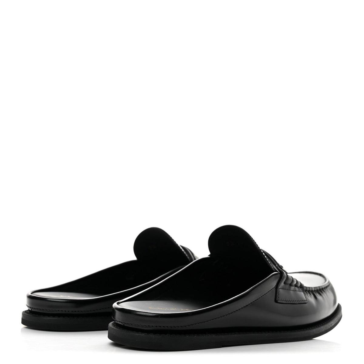 Brushed Calfskin Boy Loafer Mule 38 Black
