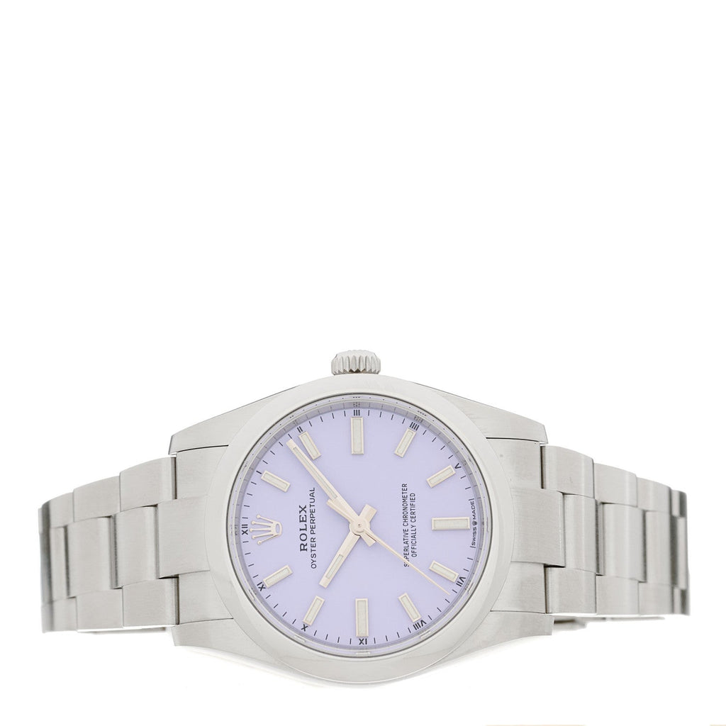 Stainless Steel 34mm Oyster Perpetual Watch Lavender 124200