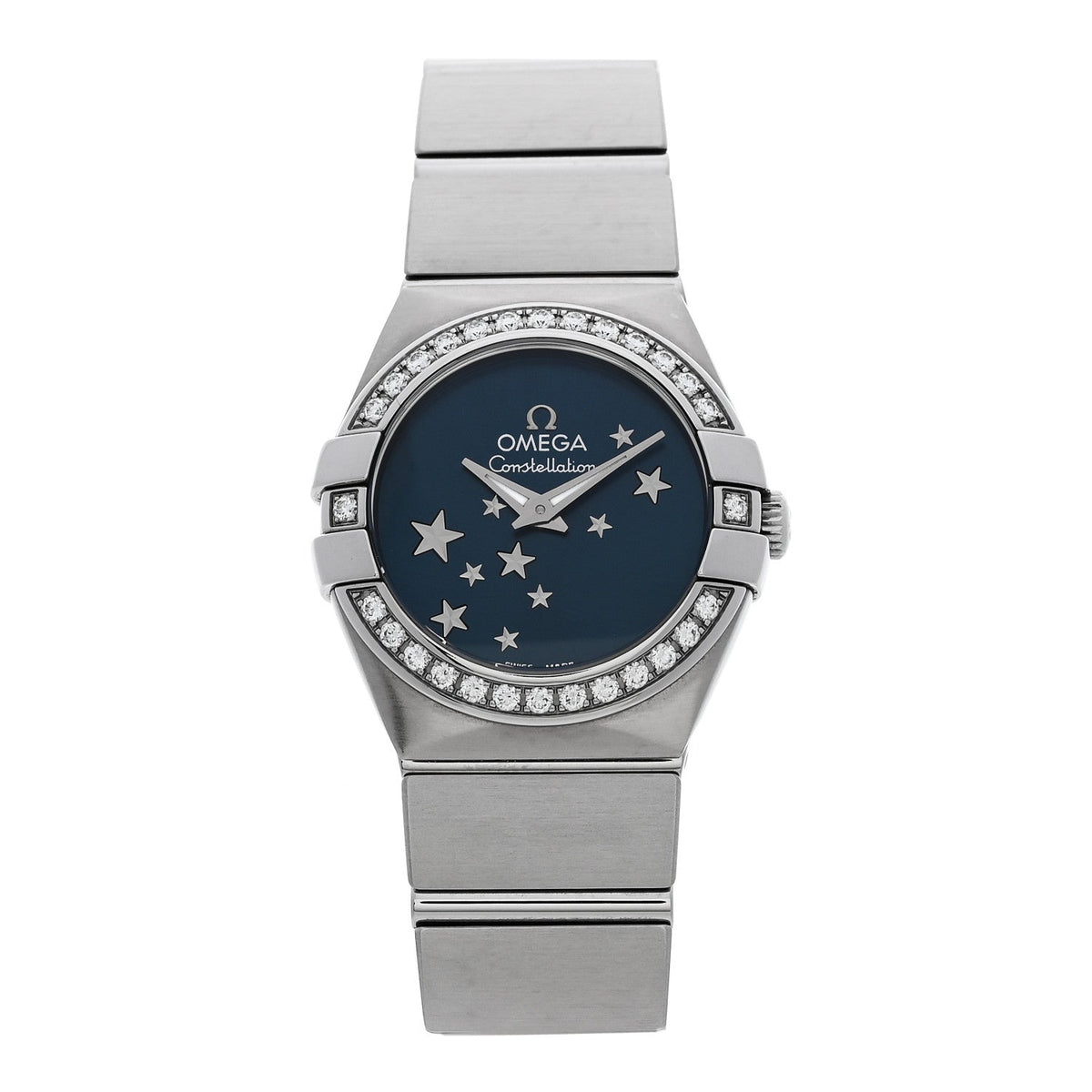 Stainless Steel Diamond Bezel 24mm Constellation Quartz Watch Blue 123.15.24.60.03.001