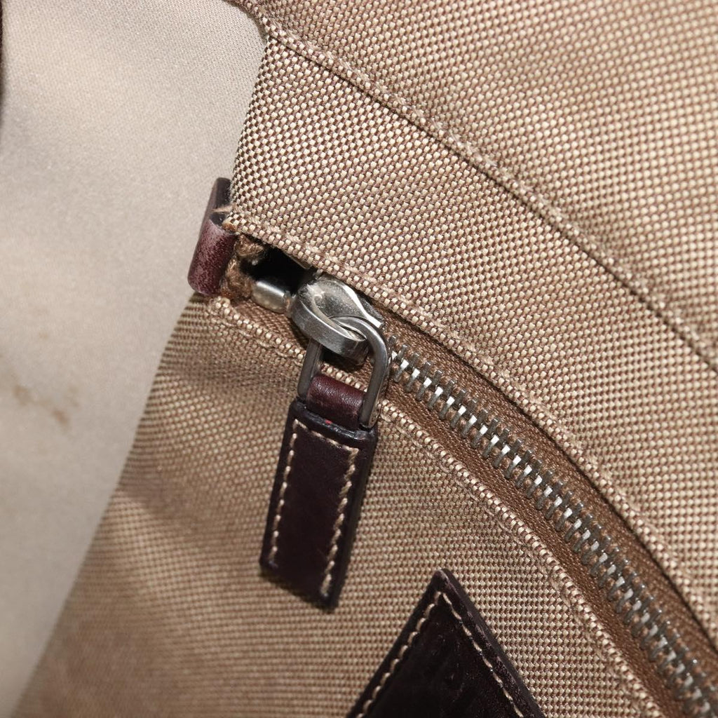 PRADA Jacquard Shoulder Bag Canvas Silver Beige Auth fm5453