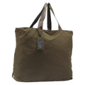 PRADA Boston Bag Nylon Green Silver Auth fm5474
