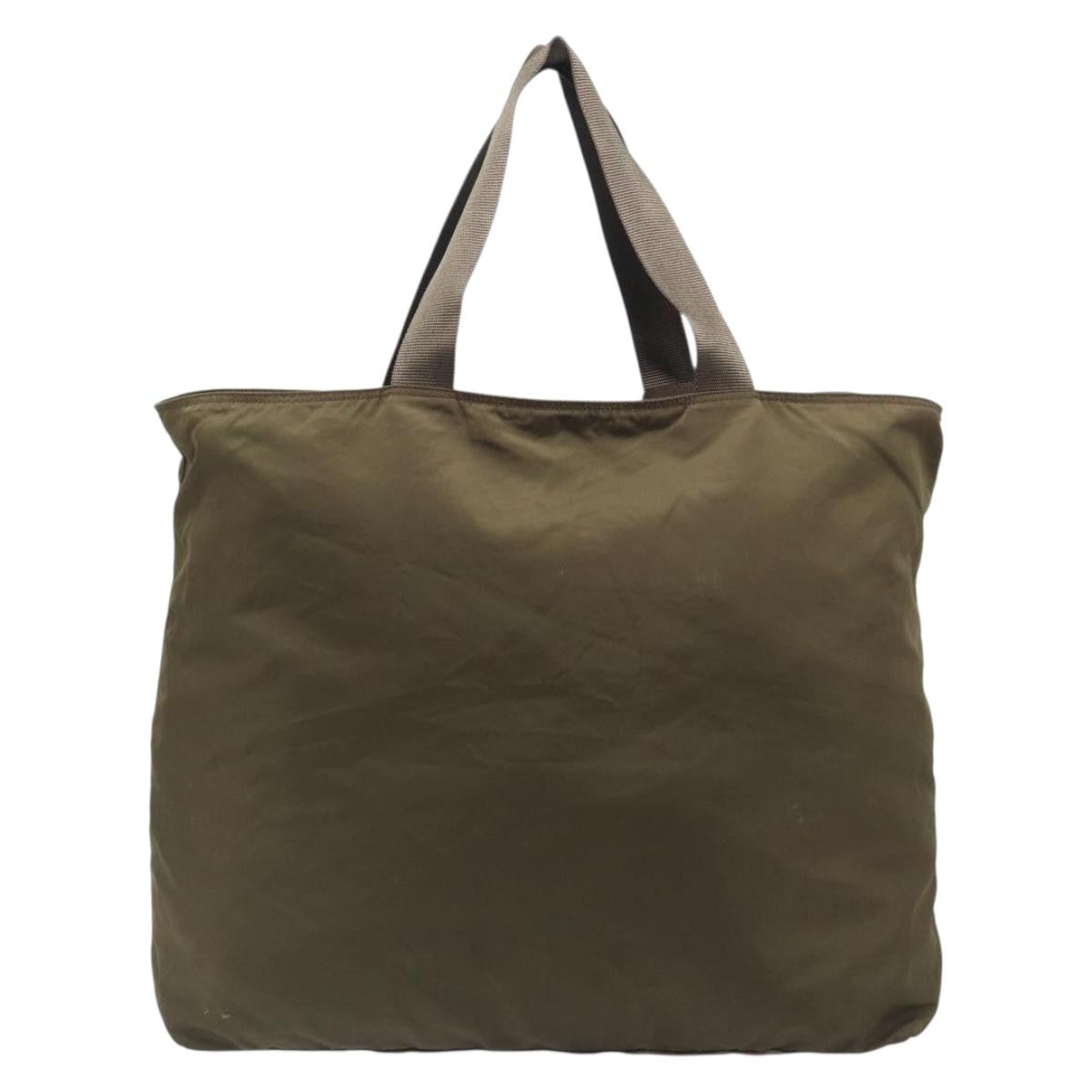 PRADA Boston Bag Nylon Green Silver Auth fm5474