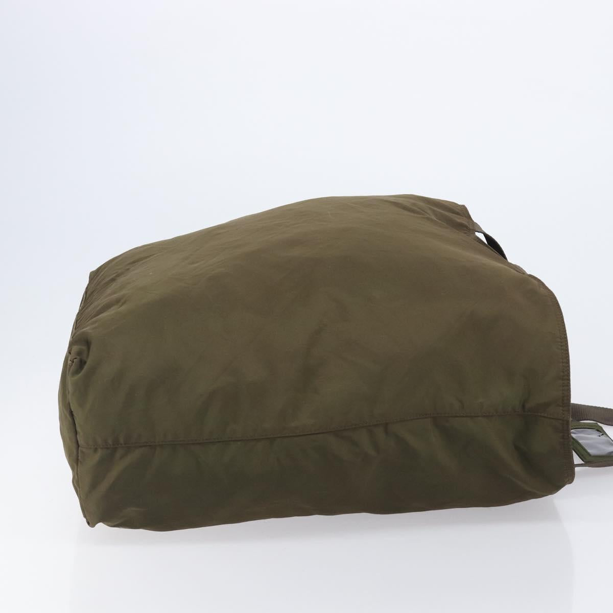 PRADA Boston Bag Nylon Green Silver Auth fm5474
