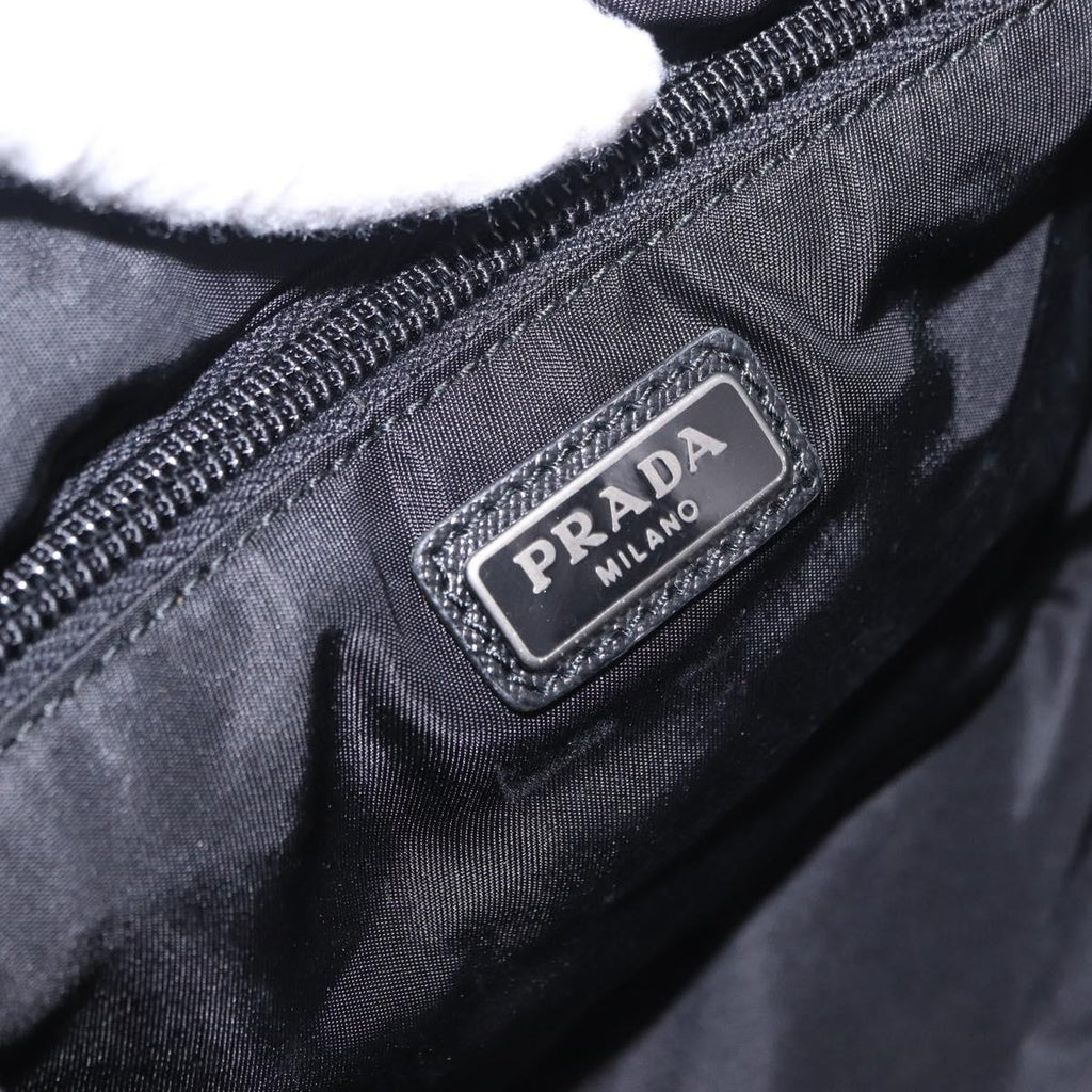 PRADA Clutch Bag Nylon Navy Silver Auth hk4058