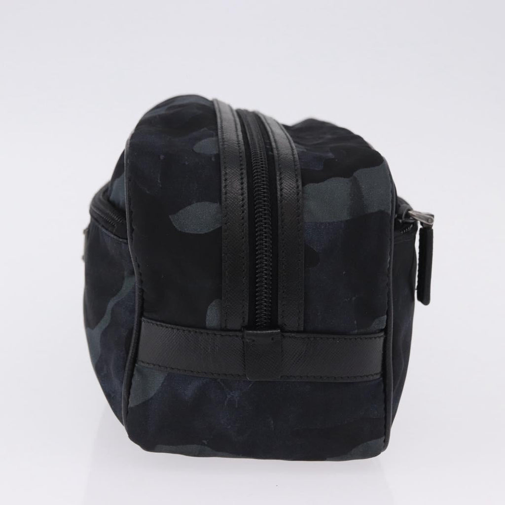 PRADA Clutch Bag Nylon Navy Silver Auth hk4058
