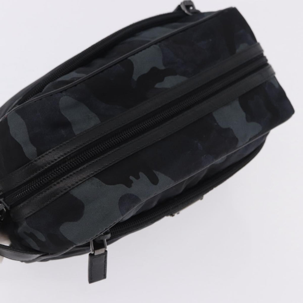 PRADA Clutch Bag Nylon Navy Silver Auth hk4058