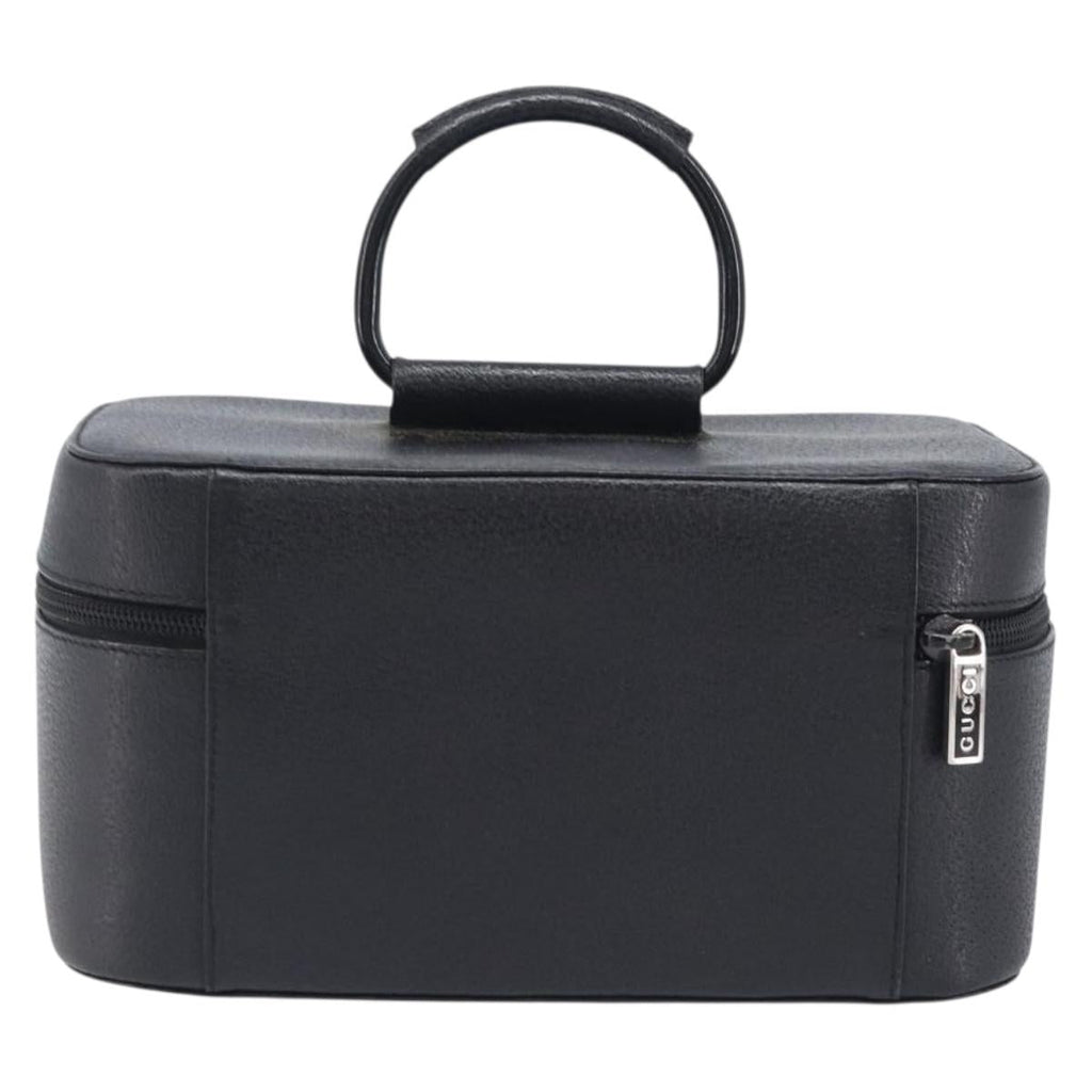 GUCCI Vanity Pouch Leather Black Silver 039 1705 0710 Auth hk4201