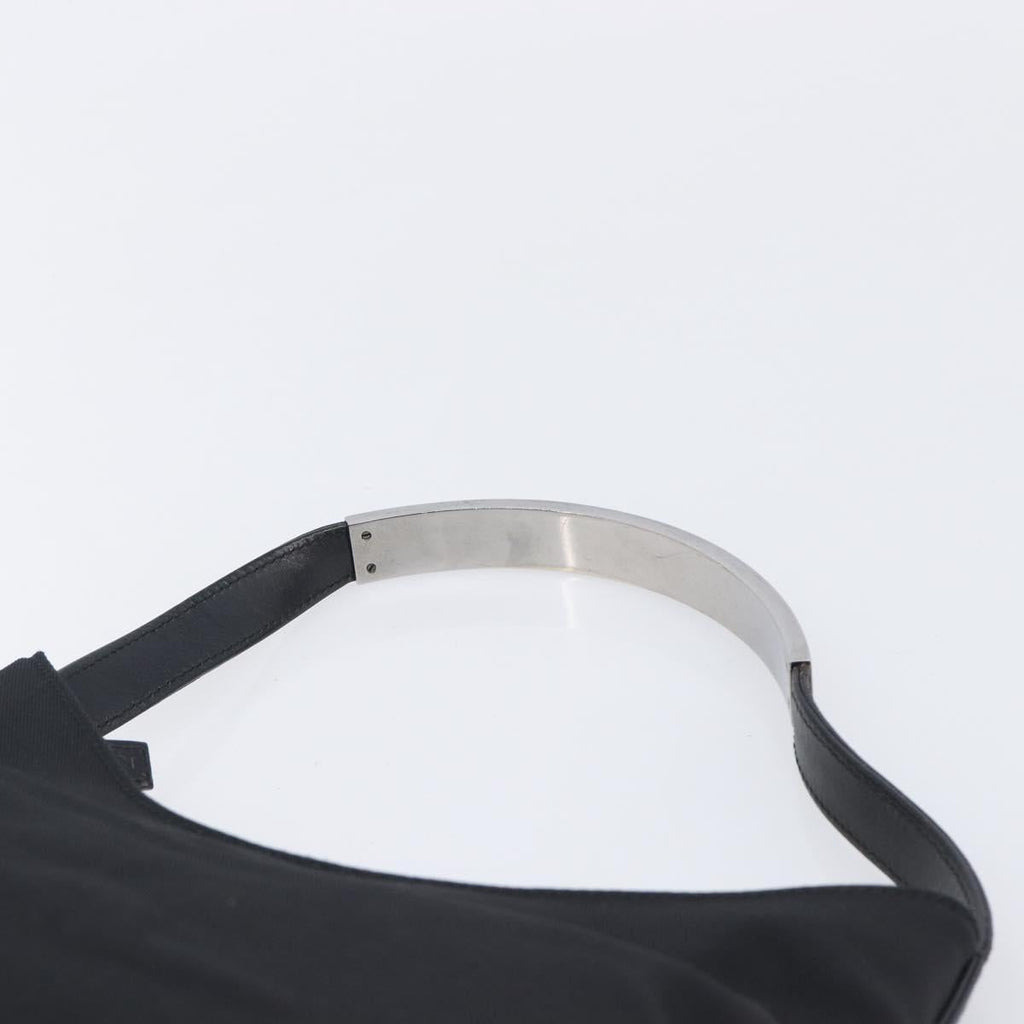 GUCCI Hand Bag Nylon Outlet Black Silver Auth hk4214