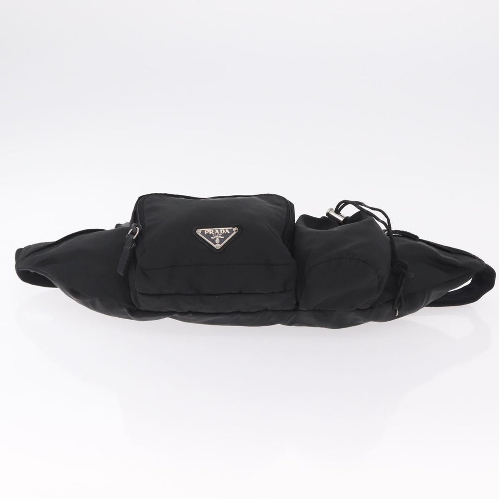 PRADA Waist bag Nylon Black Silver Auth hk4226