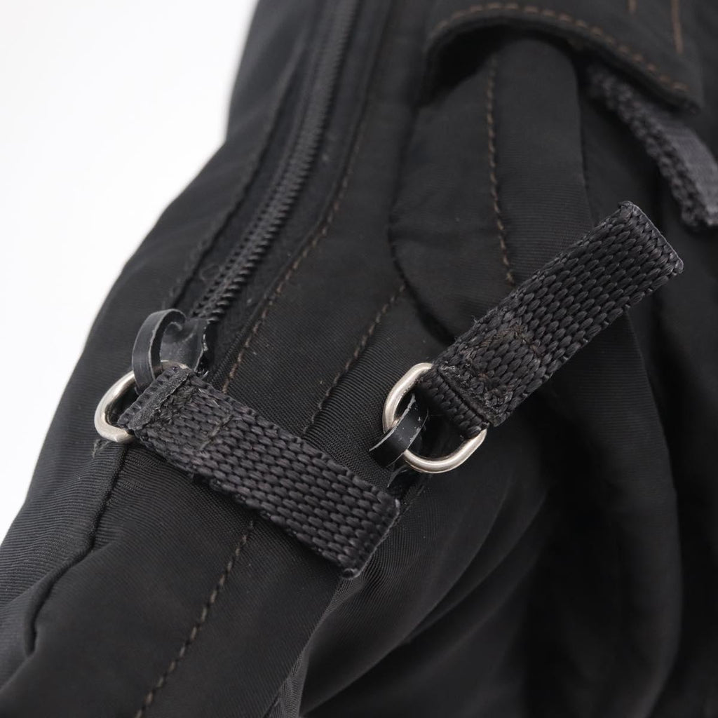 PRADA Waist bag Nylon Black Silver Auth hk4226