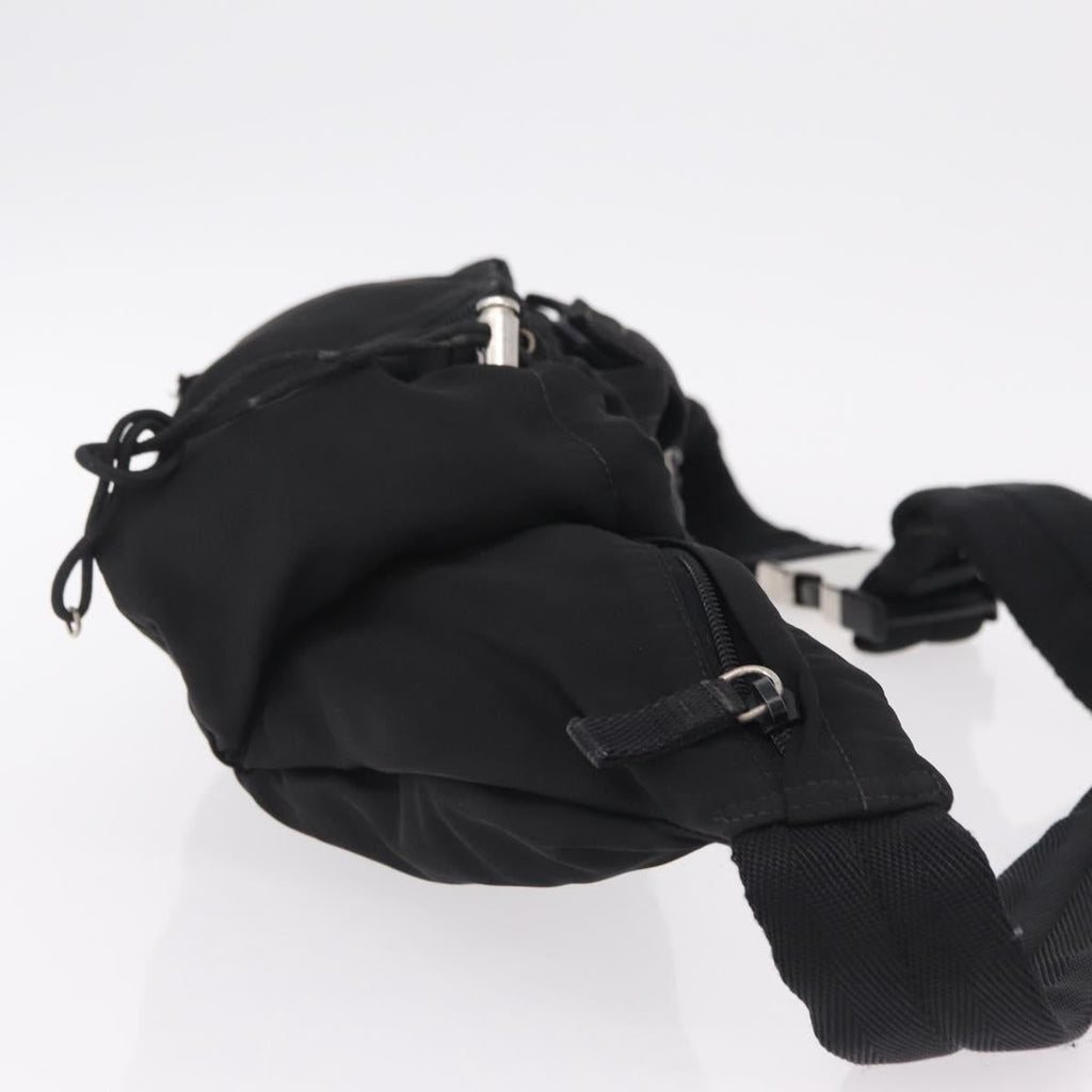 PRADA Waist bag Nylon Black Silver Auth hk4226