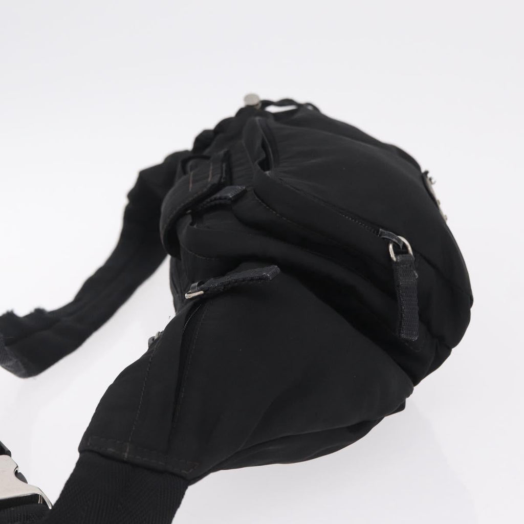 PRADA Waist bag Nylon Black Silver Auth hk4226