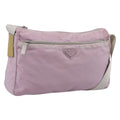 PRADA Shoulder Bag Nylon Pink Silver Auth hk4231