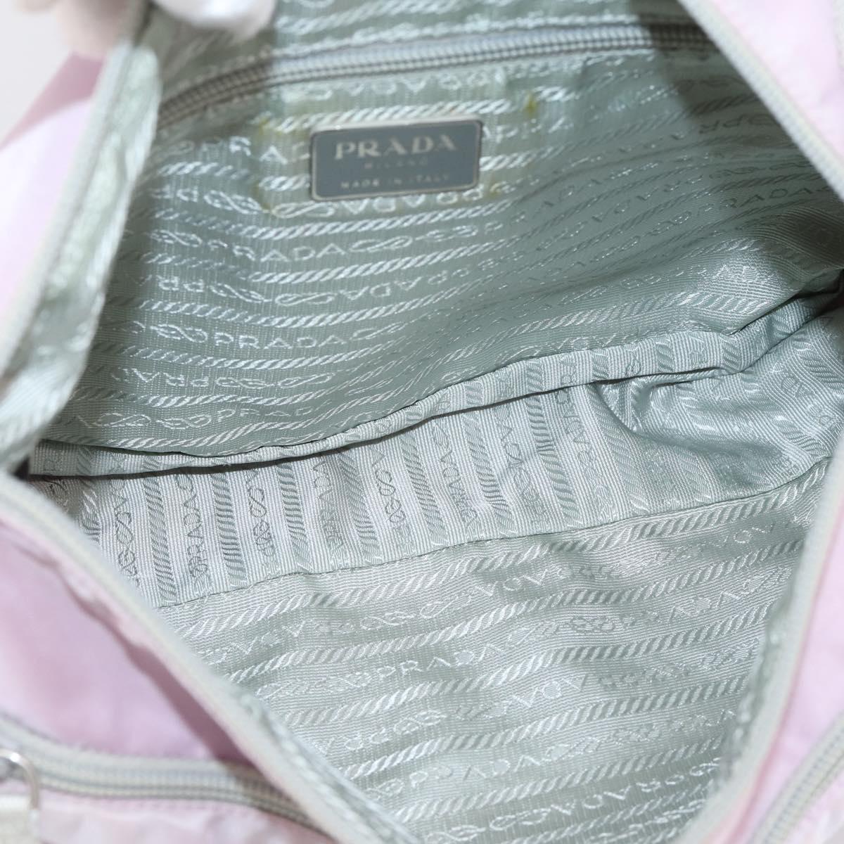 PRADA Shoulder Bag Nylon Pink Silver Auth hk4231