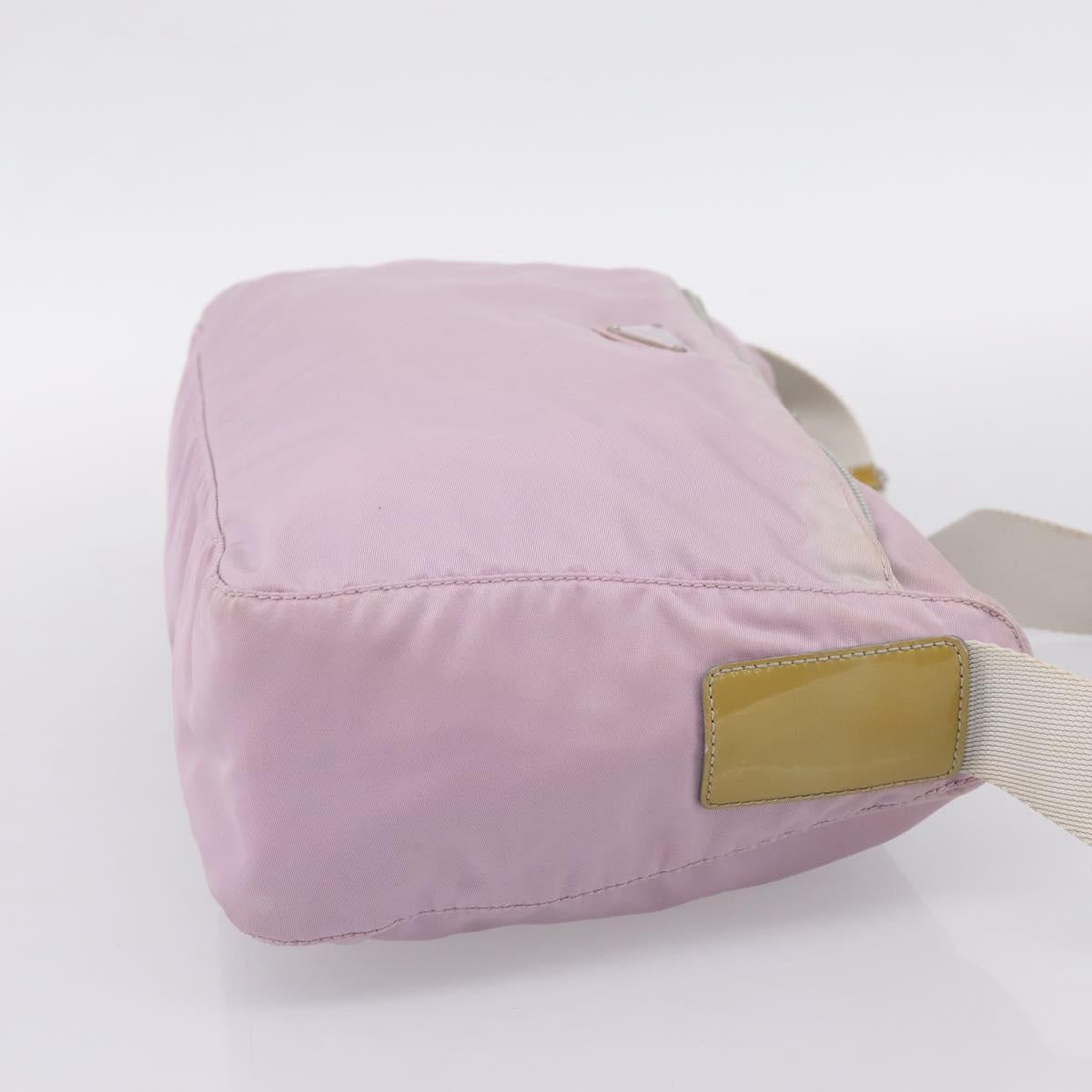 PRADA Shoulder Bag Nylon Pink Silver Auth hk4231