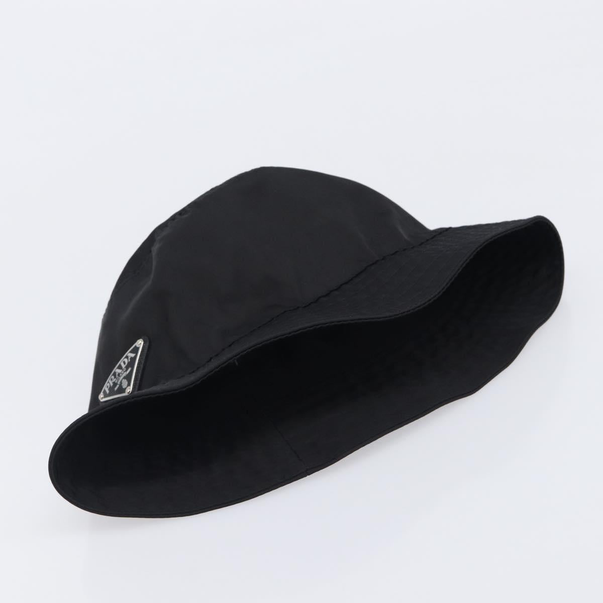 PRADA Bucket Hat Nylon L Black Auth hk4232V