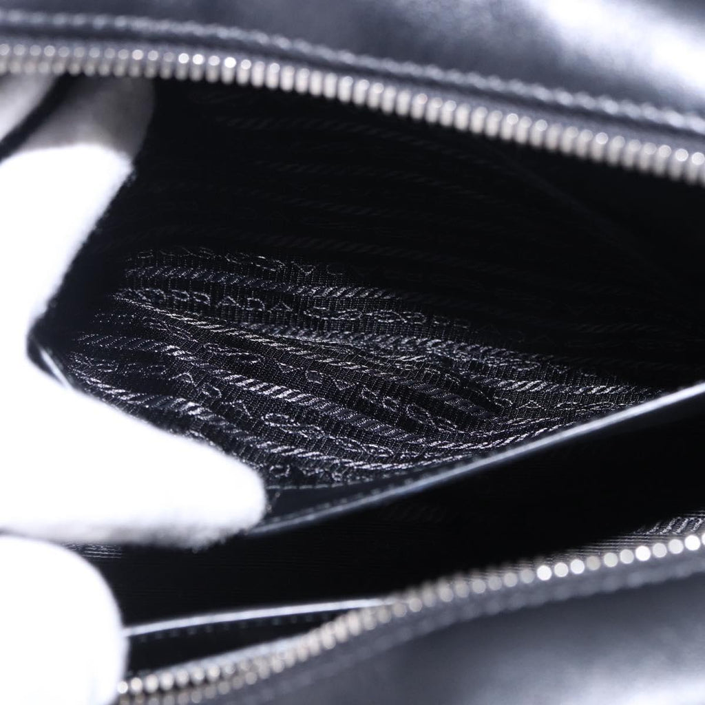 PRADA Hand Bag Leather 2way Black Silver Auth ka5717M