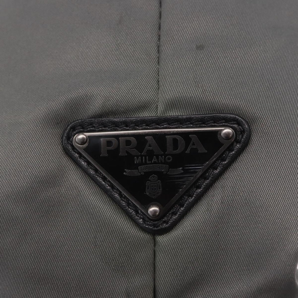 PRADA Hand Bag Nylon Gray Silver Auth ka6185A