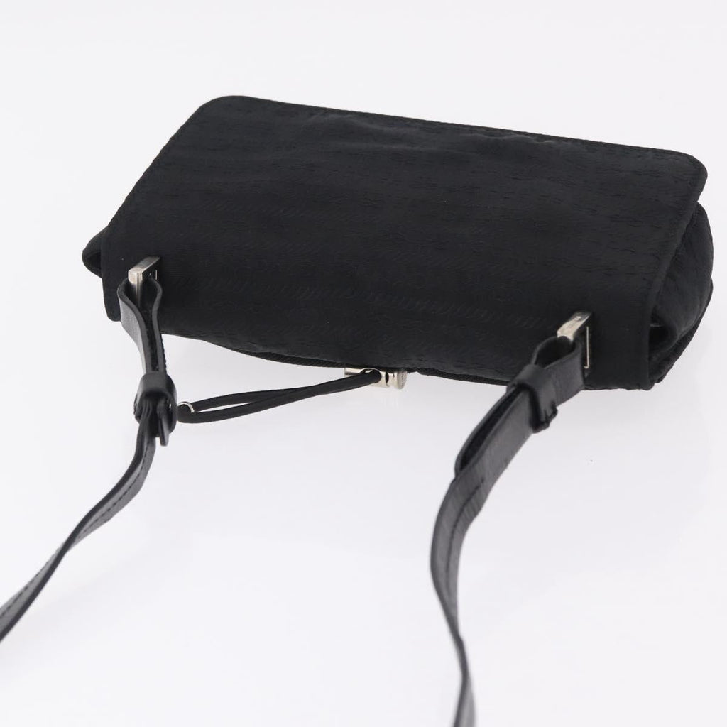 PRADA Shoulder Bag Nylon Black Silver Auth ka6507