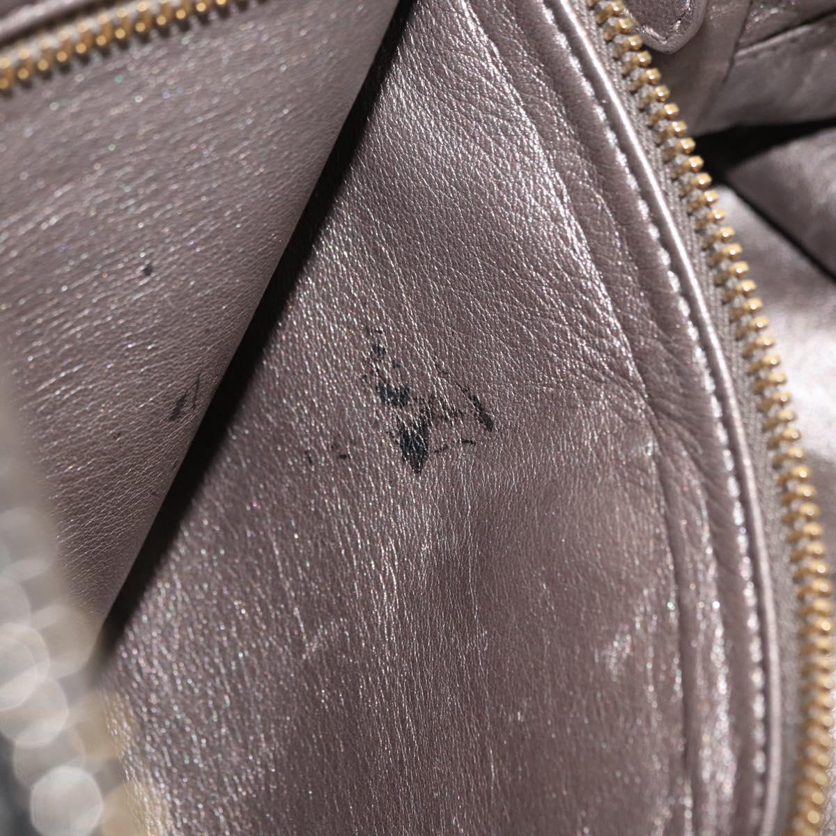 PRADA Hand Bag Leather Gray Gold Auth ka6590V