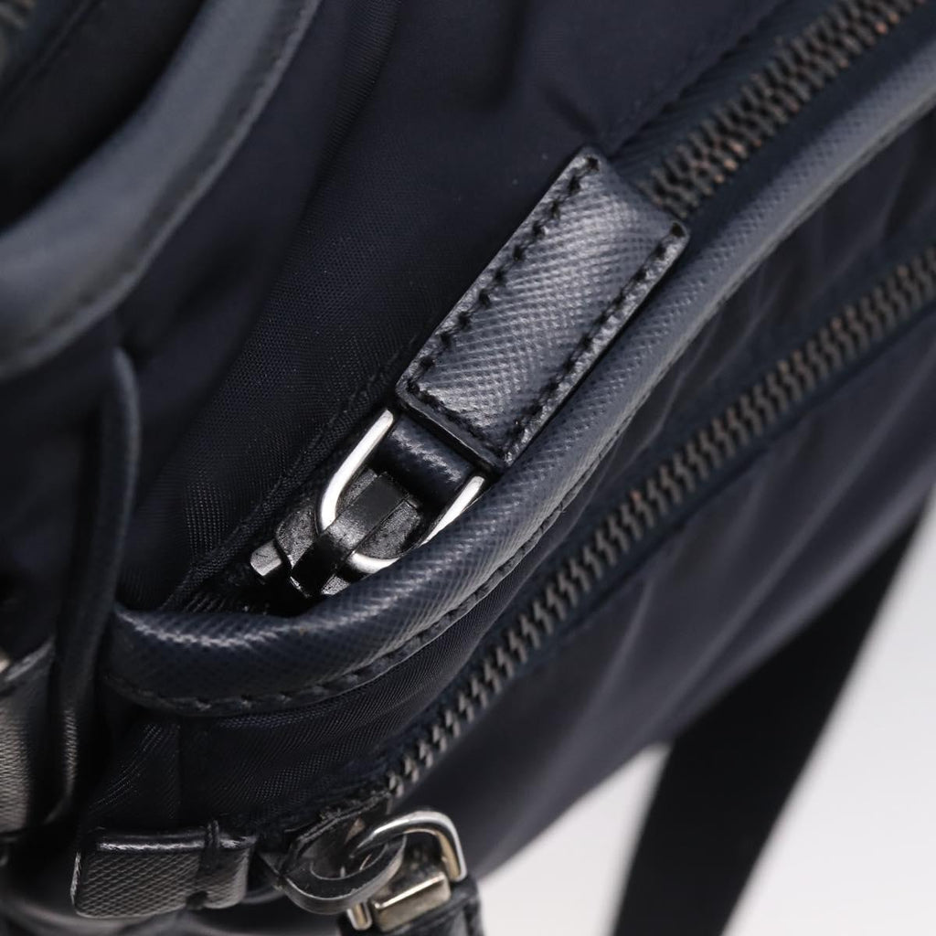 PRADA Shoulder Bag Nylon Navy Silver Auth ka6668A