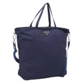 PRADA Tote Bag Nylon 2way Navy Silver Auth ka6740A