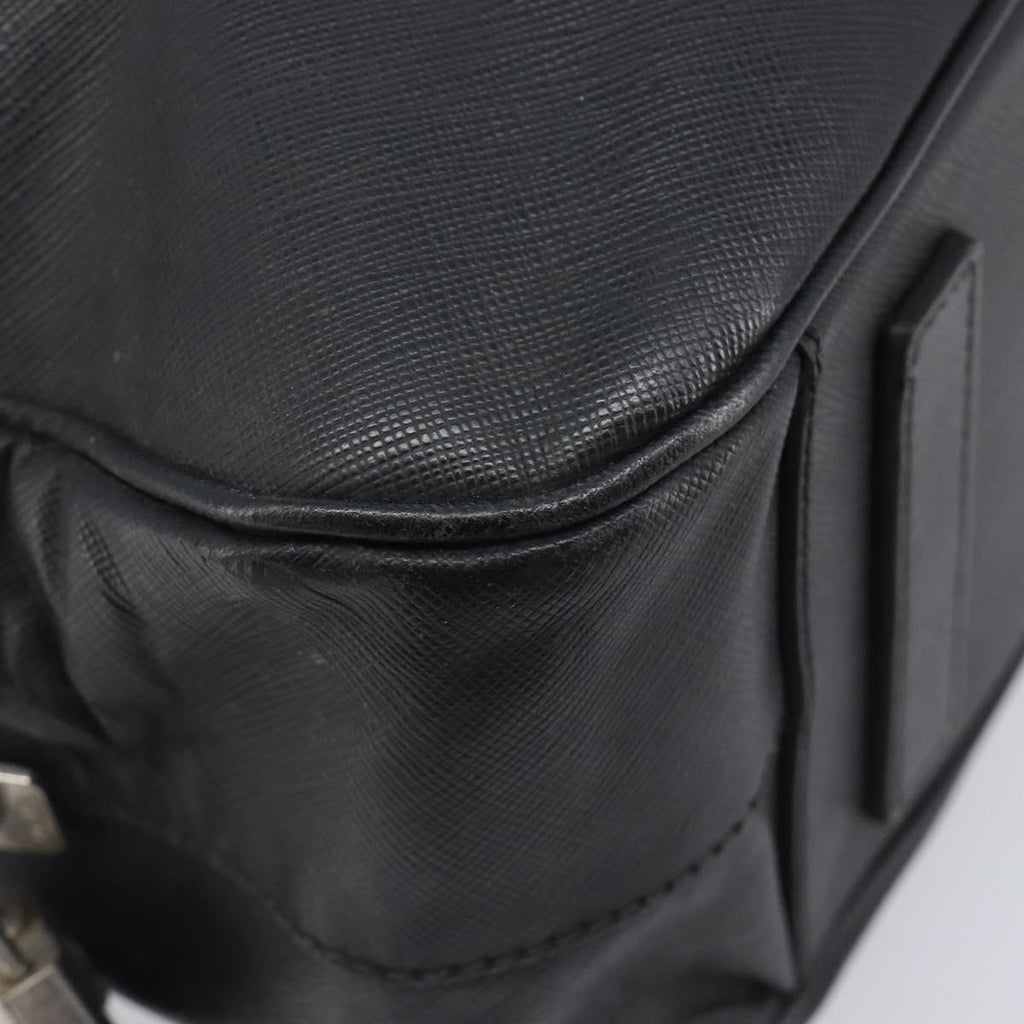 PRADA Hand Bag Saffiano leather Black Silver Auth ka6744