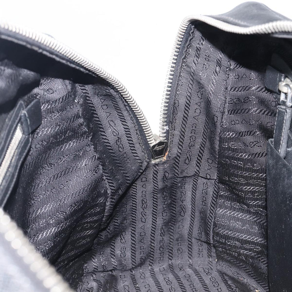 PRADA Hand Bag Saffiano leather Black Silver Auth ka6744