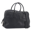 PRADA Hand Bag Saffiano leather Black Silver Auth ka6744