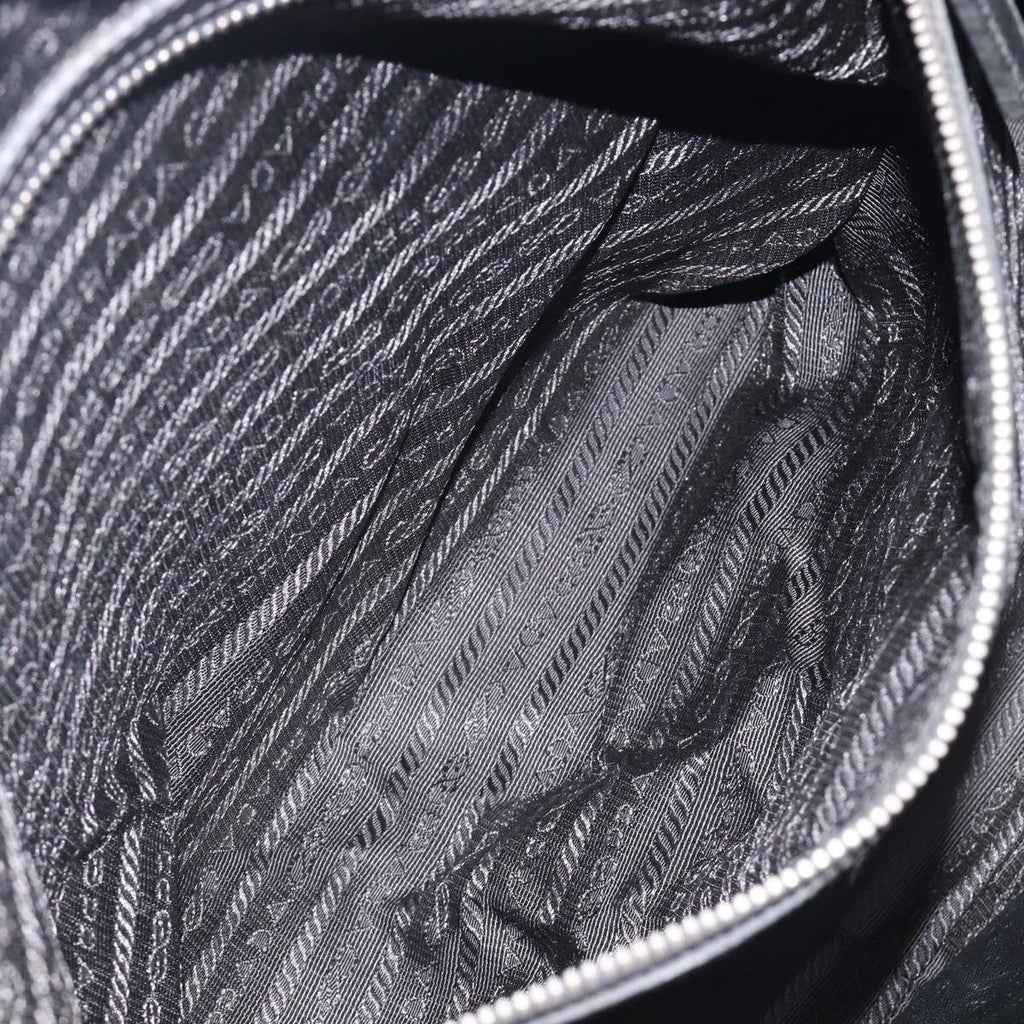 PRADA Hand Bag Saffiano leather Black Silver Auth ka6744