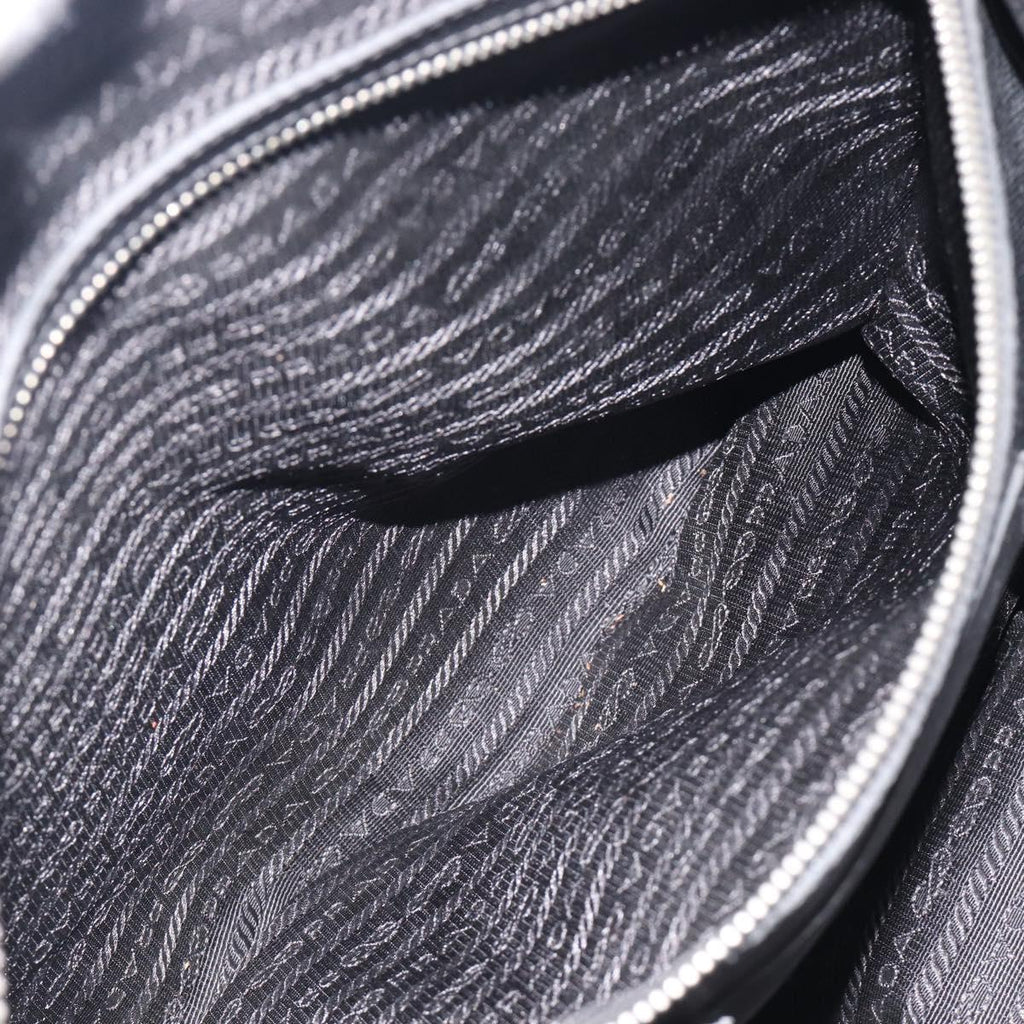 PRADA Hand Bag Saffiano leather Black Silver Auth ka6744