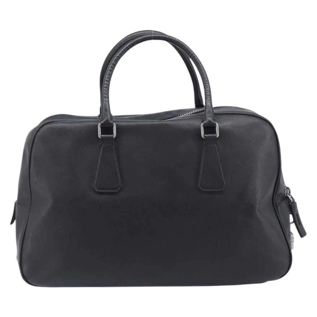 PRADA Hand Bag Saffiano leather Black Silver Auth ka6744