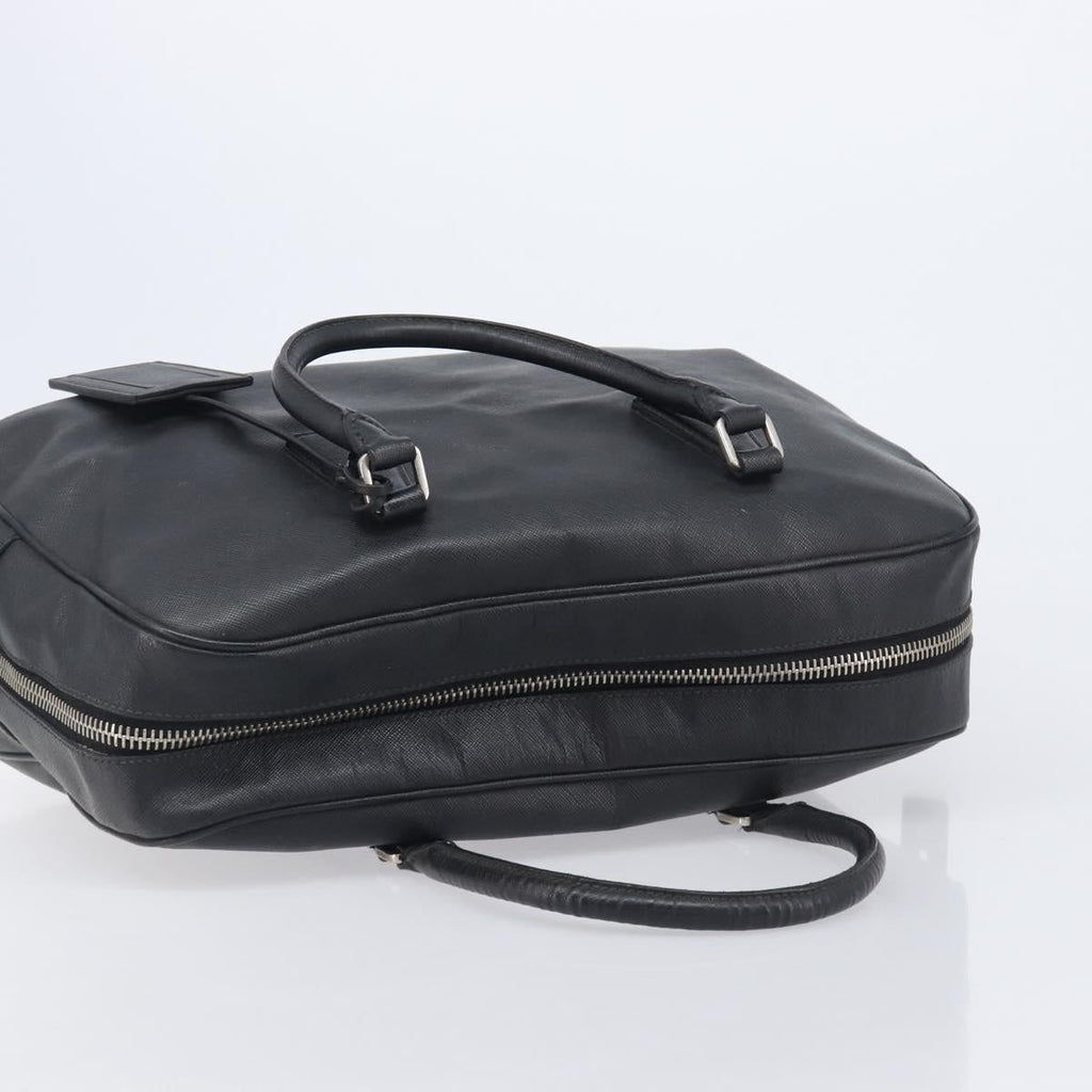 PRADA Hand Bag Saffiano leather Black Silver Auth ka6744