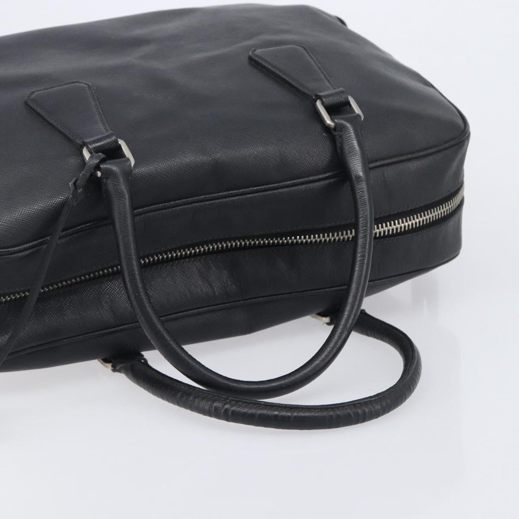 PRADA Hand Bag Saffiano leather Black Silver Auth ka6744