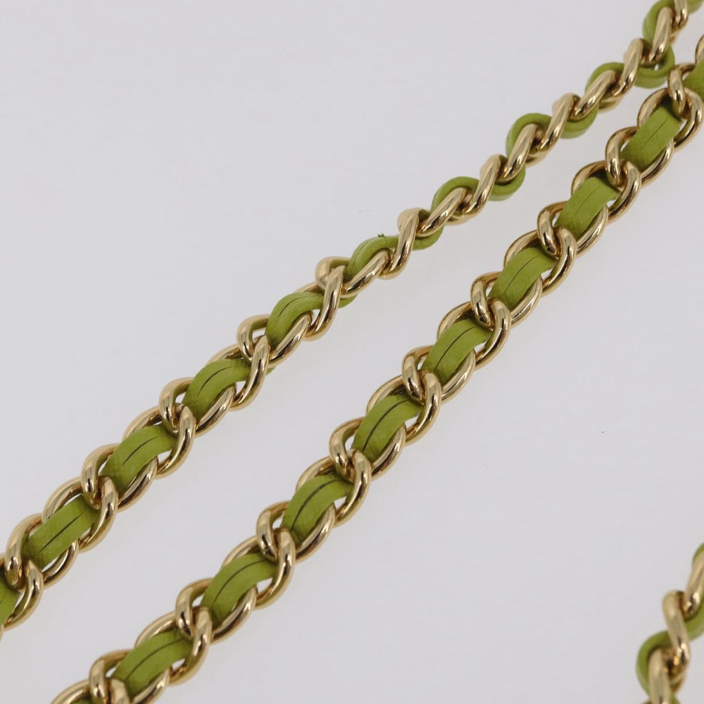 PRADA Chain Shoulder Bag Nylon LIme Green Gold Auth ka6808V