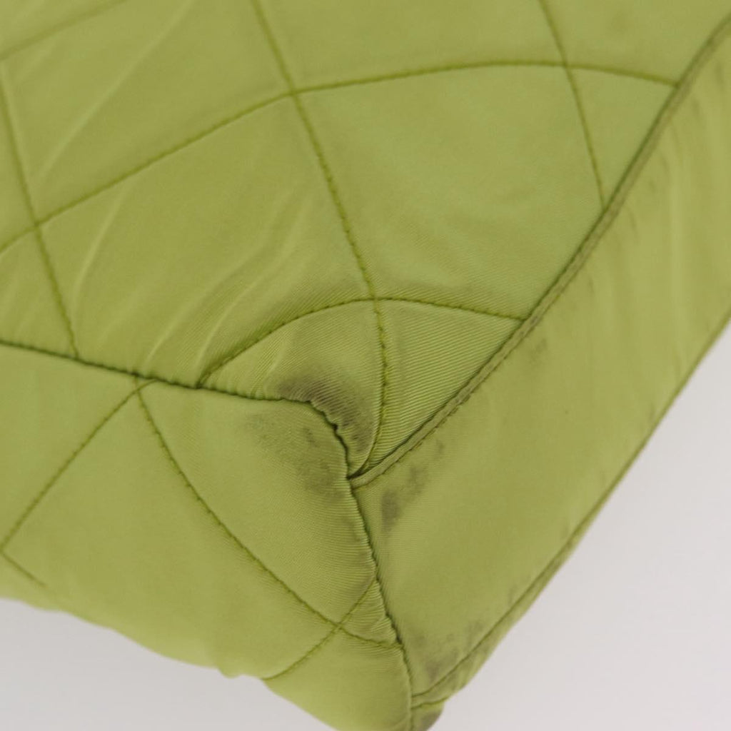 PRADA Chain Shoulder Bag Nylon LIme Green Gold Auth ka6808V