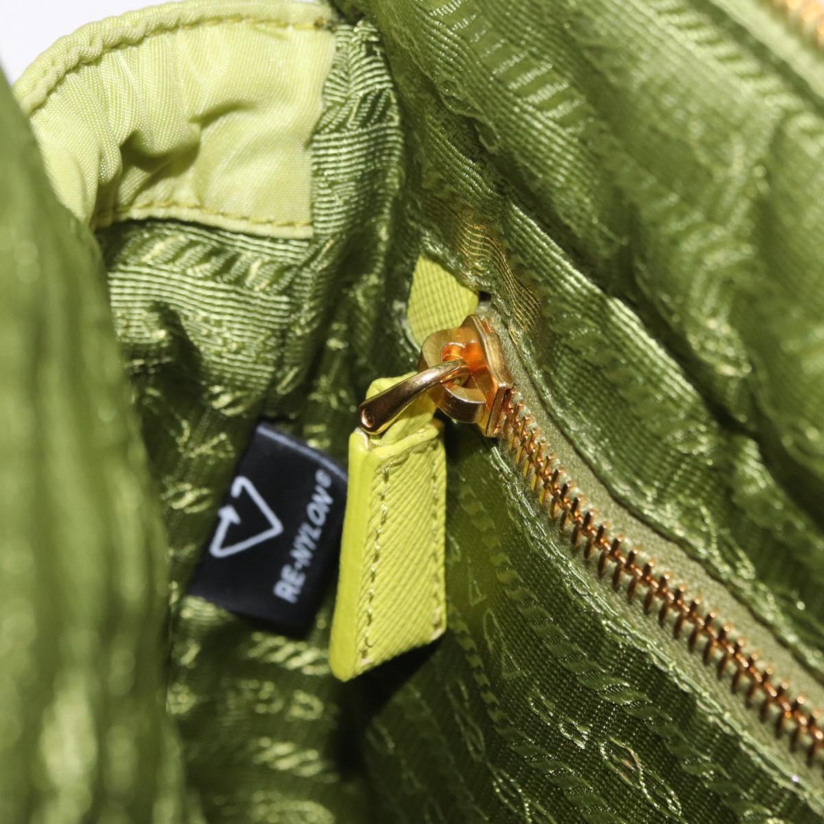 PRADA Chain Shoulder Bag Nylon LIme Green Gold Auth ka6808V