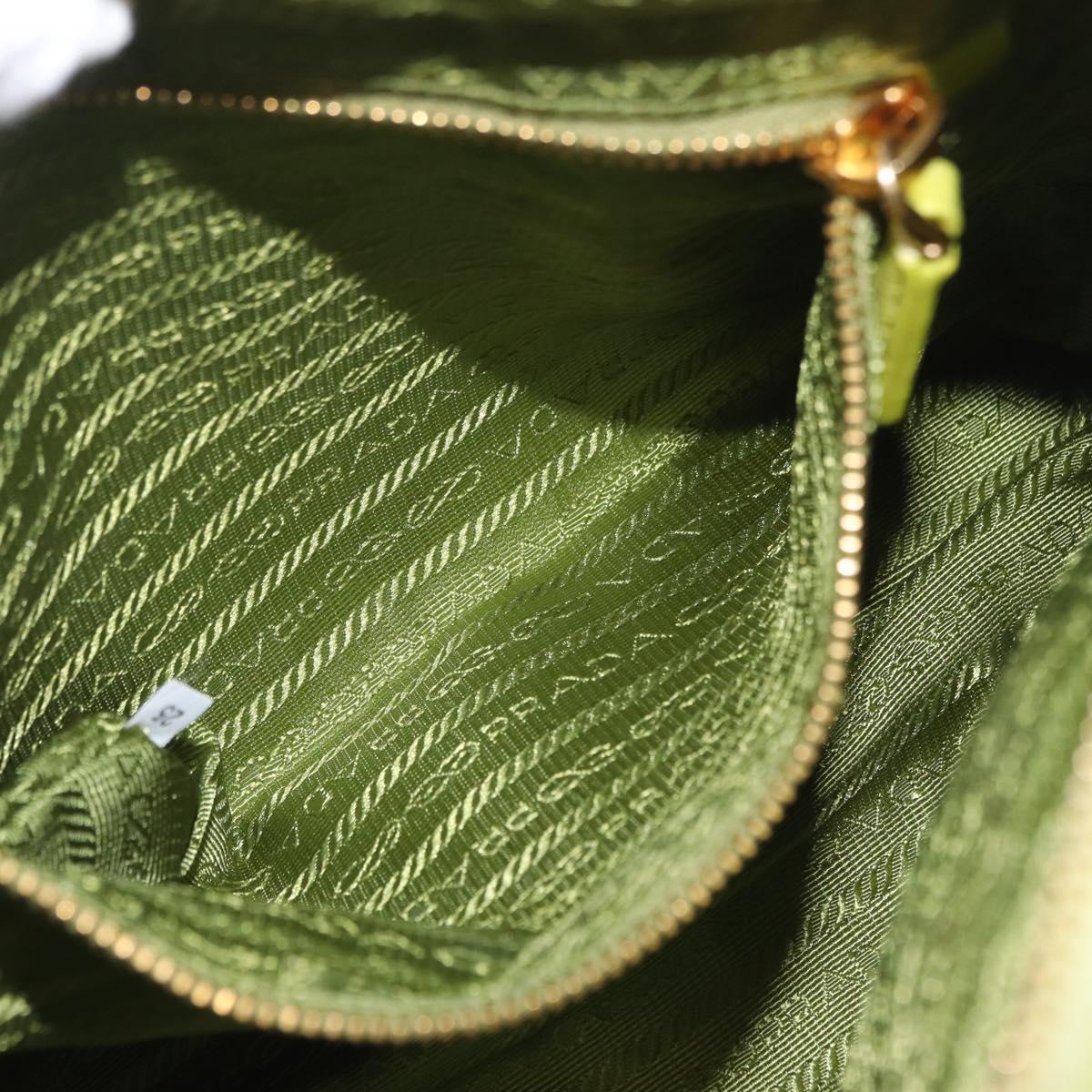 PRADA Chain Shoulder Bag Nylon LIme Green Gold Auth ka6808V